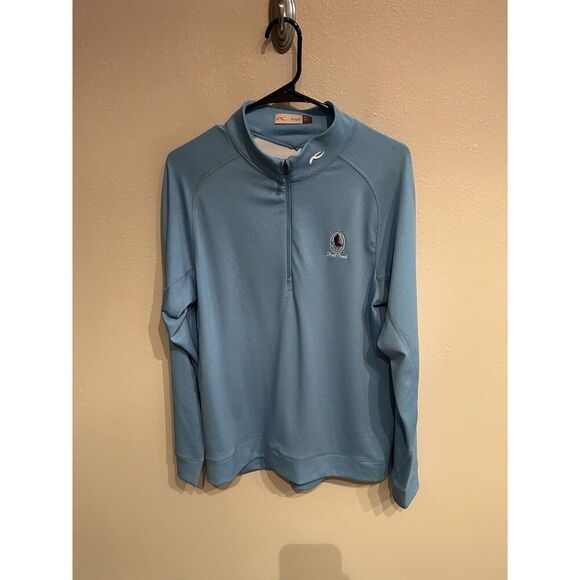 Kjus Mens 52 Large 1/2 Zip Pullover Performance Stretch Light Blue Golf - Picture 1 of 9